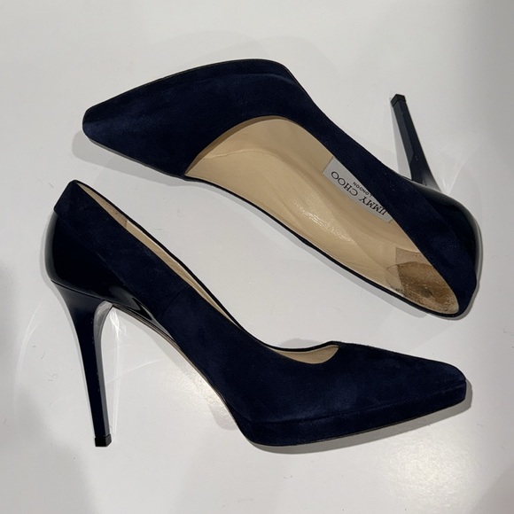 Jimmy Choo Navy Platform Pumps - Picture 4 of 6